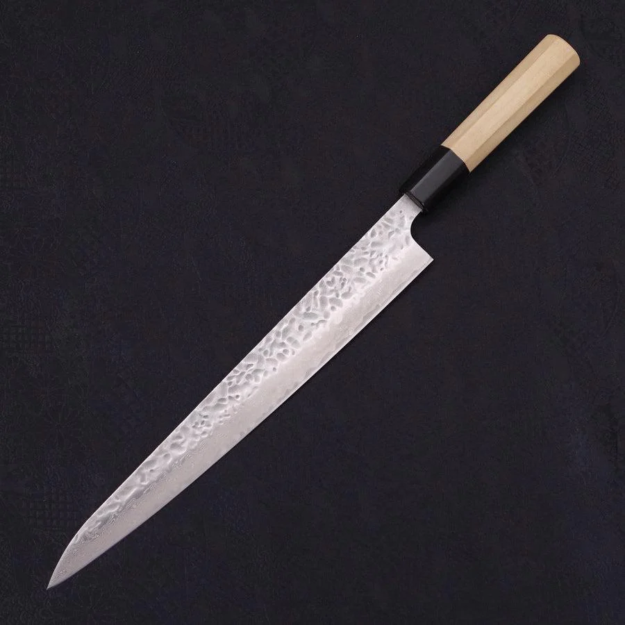 Sujihiki AUS-10 Tsuchime Damast Büffelhorn und Magnolienholz Griff 270mm - Image 2