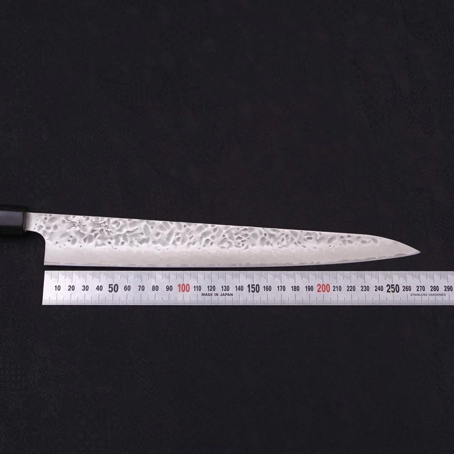 Sujihiki AUS-10 Tsuchime Damast Büffelhorn und Magnolienholz Griff 270mm - Image 7
