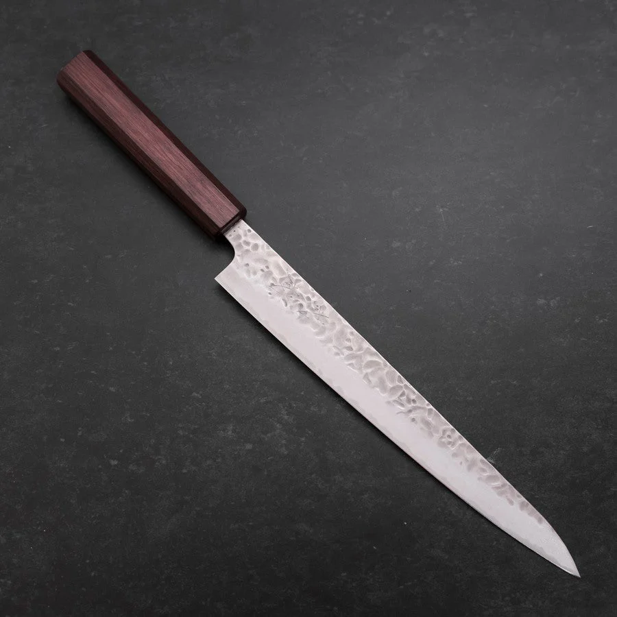 Sujihiki AUS-10 Tsuchime Damast Lila Urushi Griff 240mm