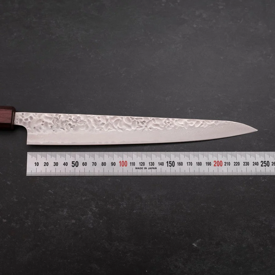Sujihiki AUS-10 Tsuchime Damast Lila Urushi Griff 240mm - Image 7