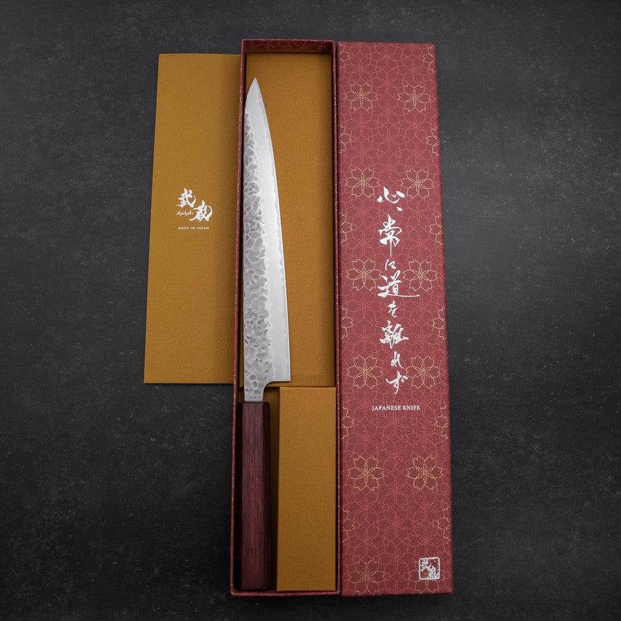 Sujihiki AUS-10 Tsuchime Damast Lila Urushi Griff 240mm - Image 8