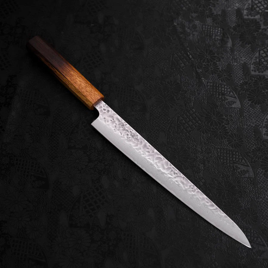 Sujihiki AUS-10 Tsuchime Damast Yaki Urushi Griff 240mm