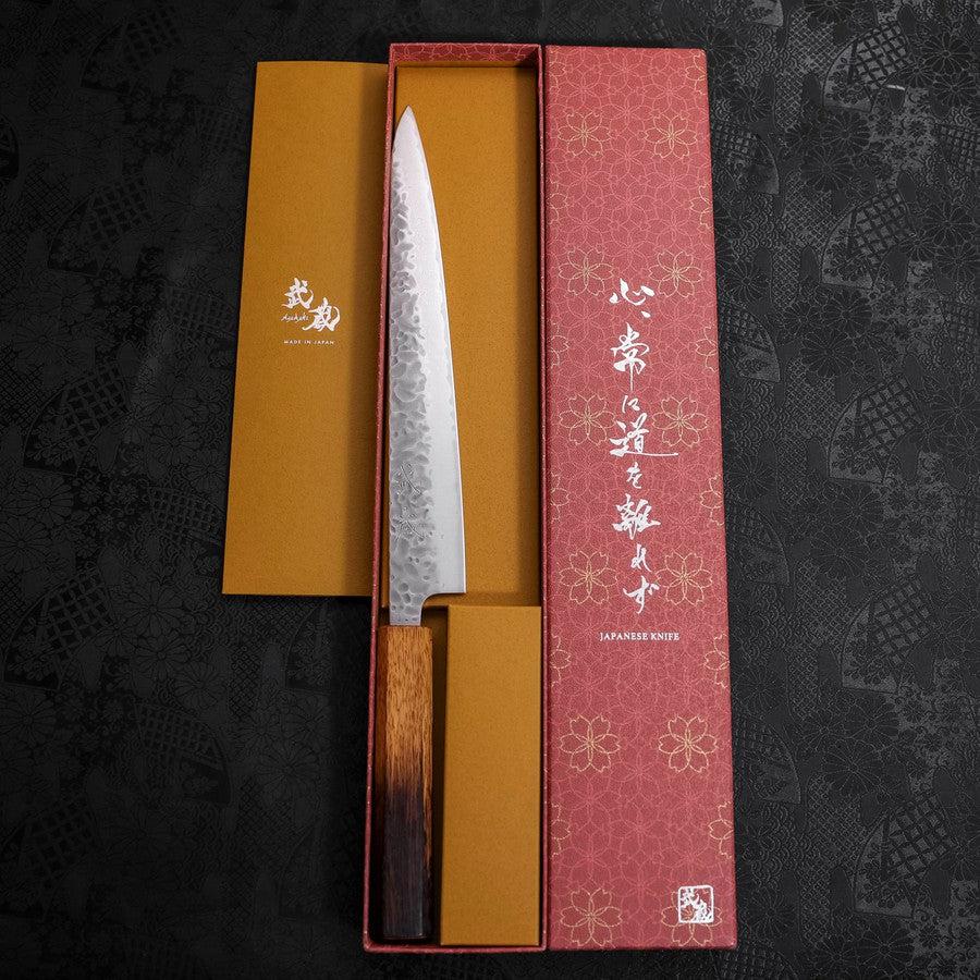 Sujihiki AUS-10 Tsuchime Damast Yaki Urushi Griff 240mm - Image 8