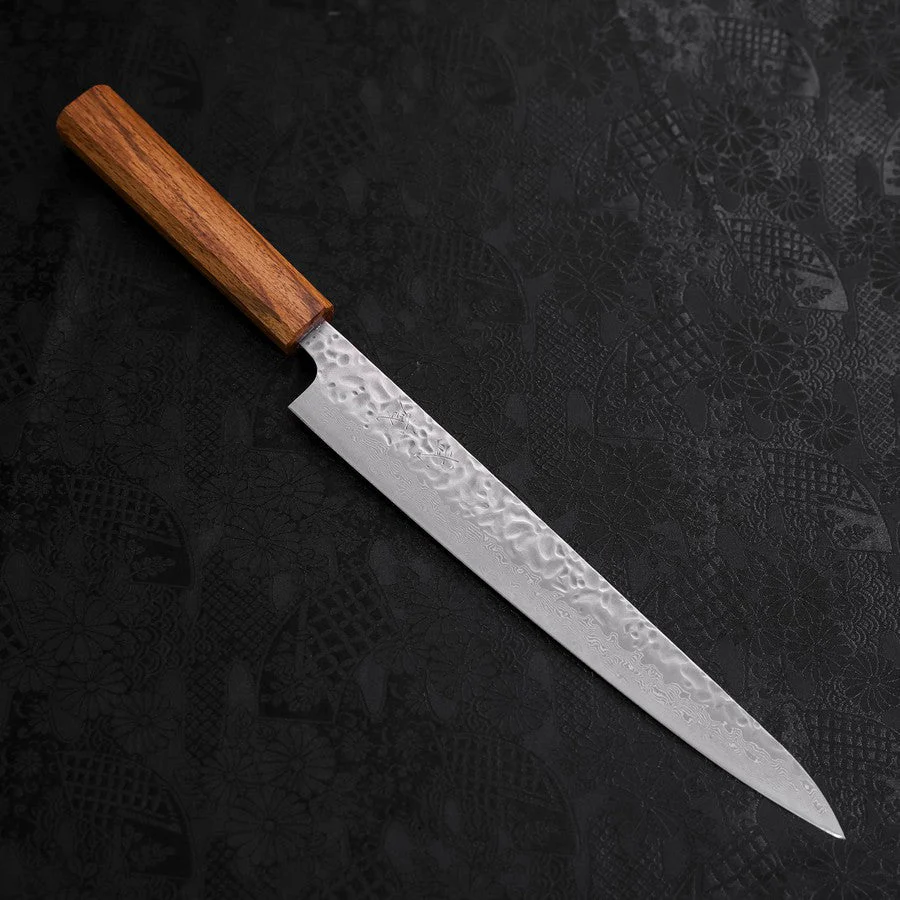 Sujihiki AUS-10 Tsuchime Damast Eichenholz Griff 240mm