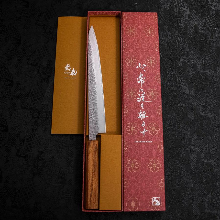 Sujihiki AUS-10 Tsuchime Damast Eichenholz Griff 240mm - Image 8