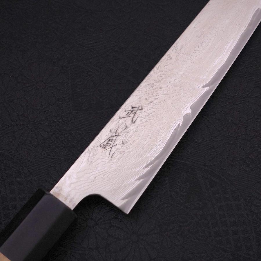 Sujihiki AUS-10 Wellen-Damast Büffelhorn und Magnolienholz Griff 240mm - Image 3