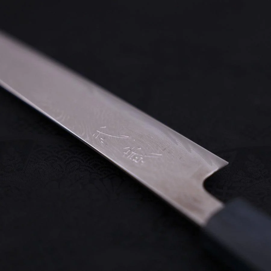 Sujihiki AUS-10 Wellen-Damast Dunkelblauer Urushi Griff 240mm - Image 3