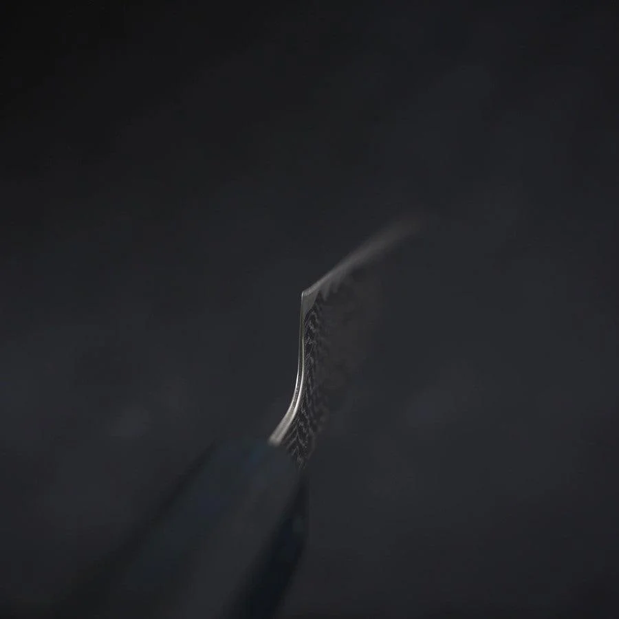 Sujihiki AUS-10 Wellen-Damast Dunkelblauer Urushi Griff 240mm - Image 4