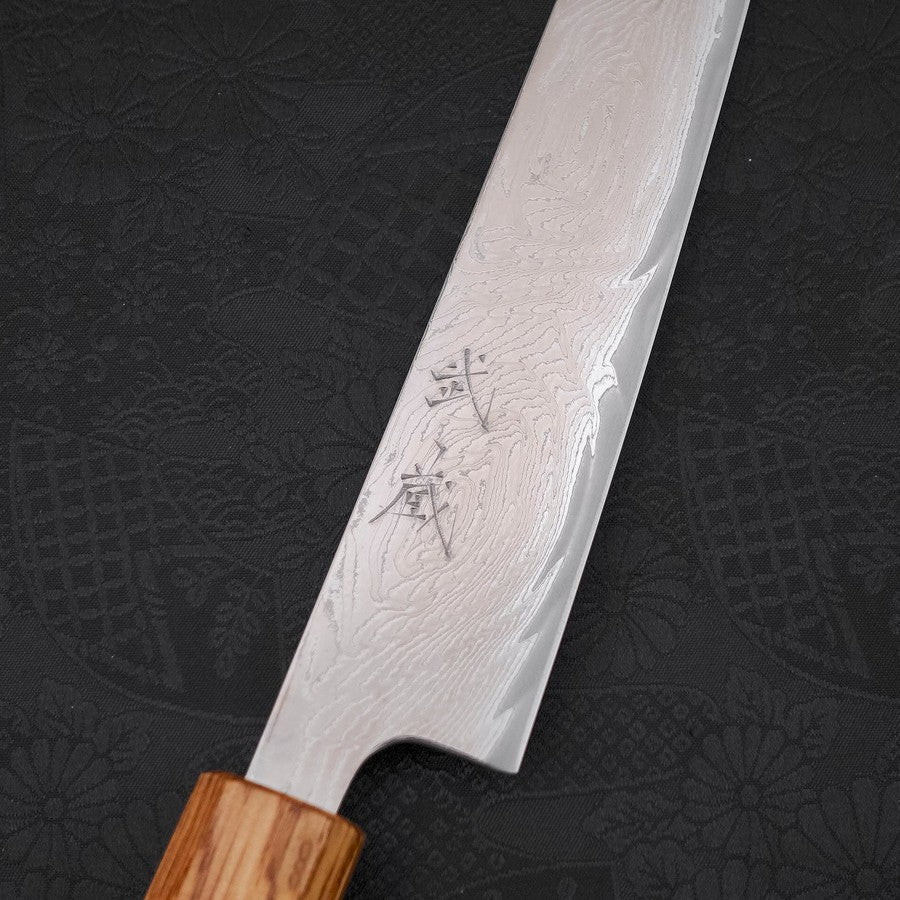 Sujihiki AUS-10 Wellen-Damast Yaki Urushi Griff 240mm - Image 3
