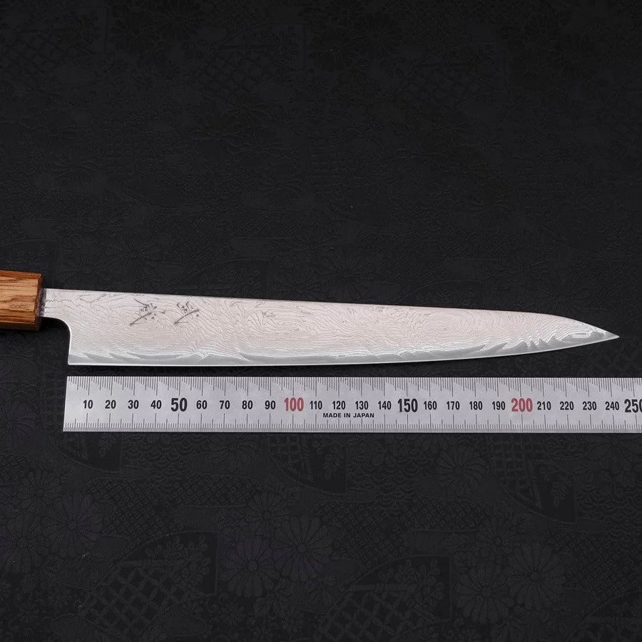 Sujihiki AUS-10 Wellen-Damast Yaki Urushi Griff 240mm - Image 7