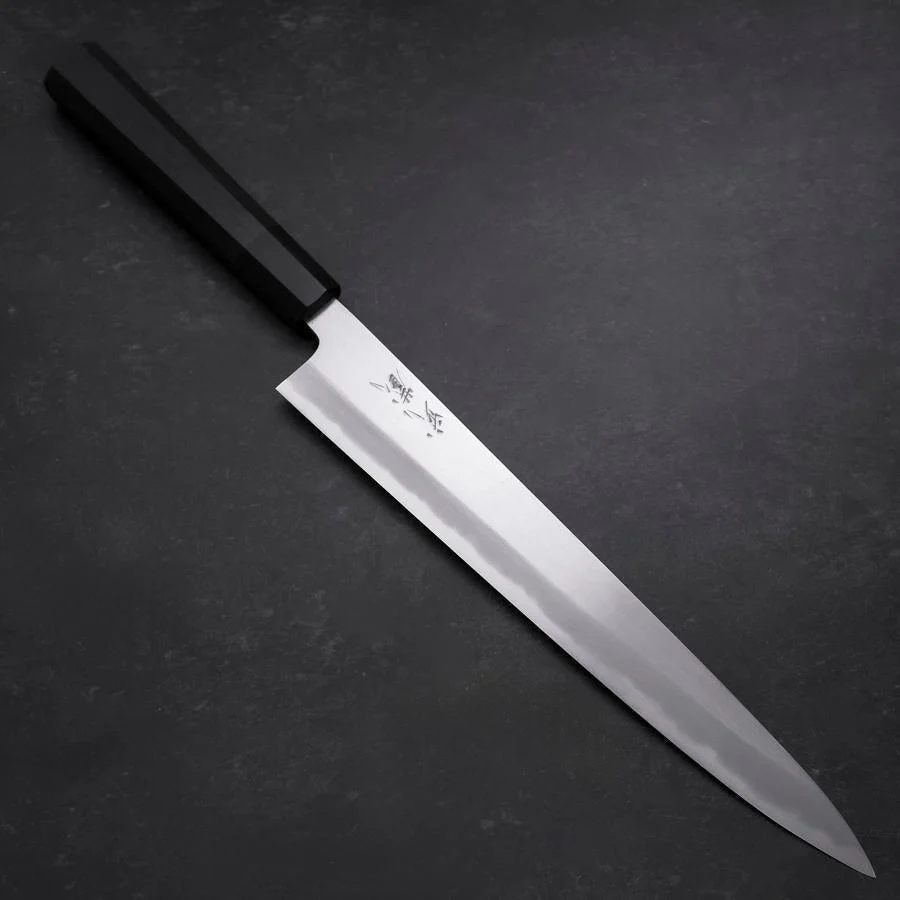 Sujihiki Blue Steel #1 Kasumi Büffelhorn und Ebenholz Griff 270mm