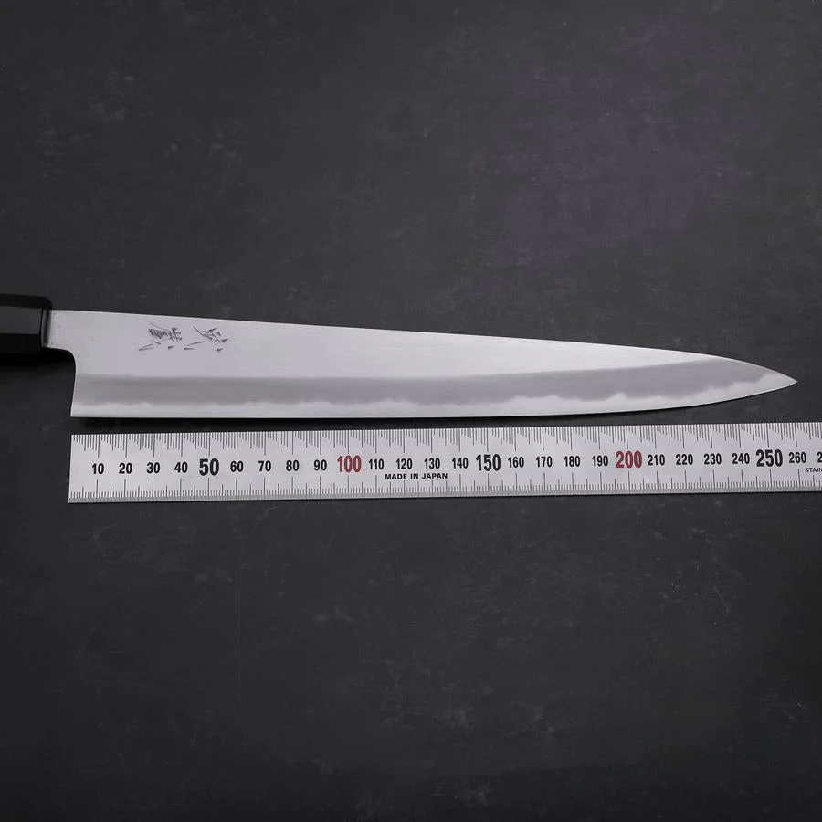 Sujihiki Blue Steel #1 Kasumi Büffelhorn und Ebenholz Griff 270mm - Image 7