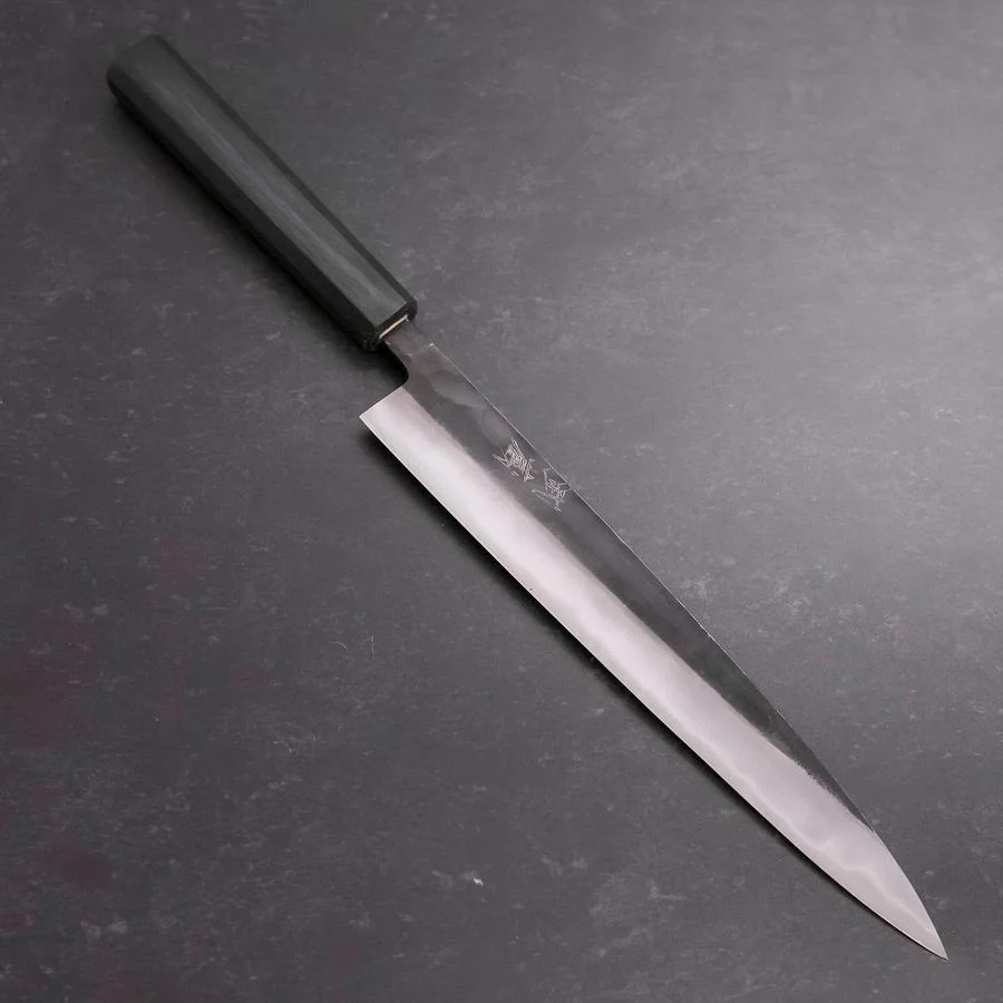 Sujihiki Blue Steel #2 Kurouchi Dunkelblauer Urushi Griff 240mm