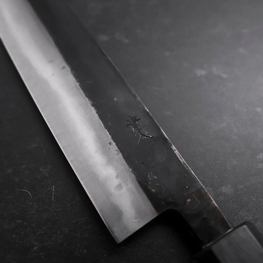 Sujihiki Blue Steel #2 Kurouchi Dunkelblauer Urushi Griff 240mm - Image 3
