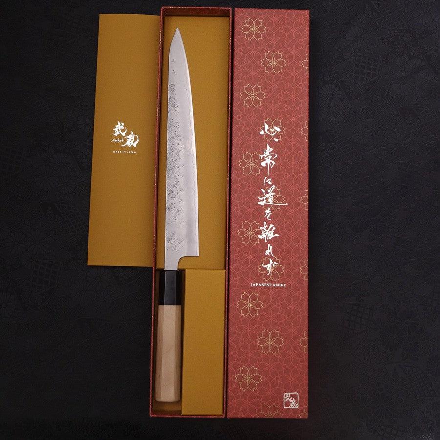 Sujihiki Silver Steel #3 Nashiji Büffelhorn und Magnolienholz Griff 240mm - Image 8