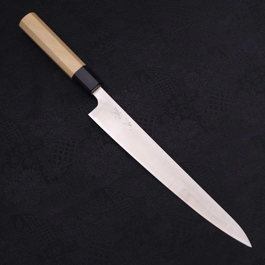 Sujihiki Silver Steel #3 Poliert Büffelhorn und Magnolienholz Griff 240mm