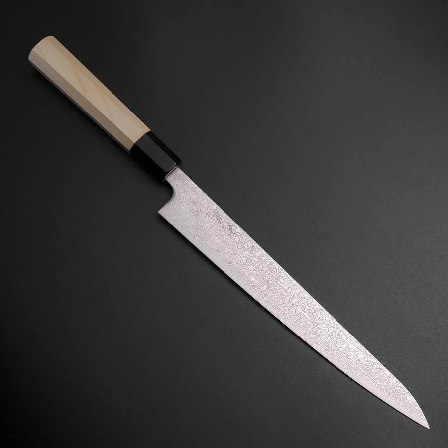 Sujihiki SLD Damast Büffelhorn und Magnolienholz Griff 240mm