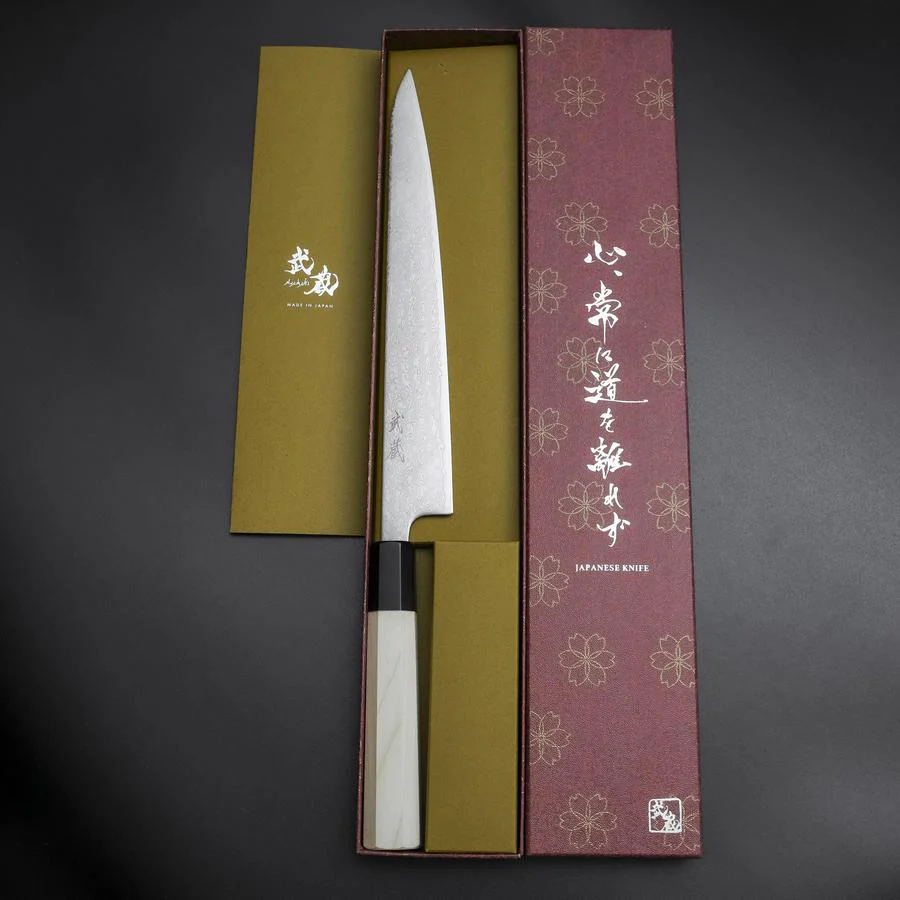 Sujihiki SLD Damast Büffelhorn und Magnolienholz Griff 240mm - Image 8