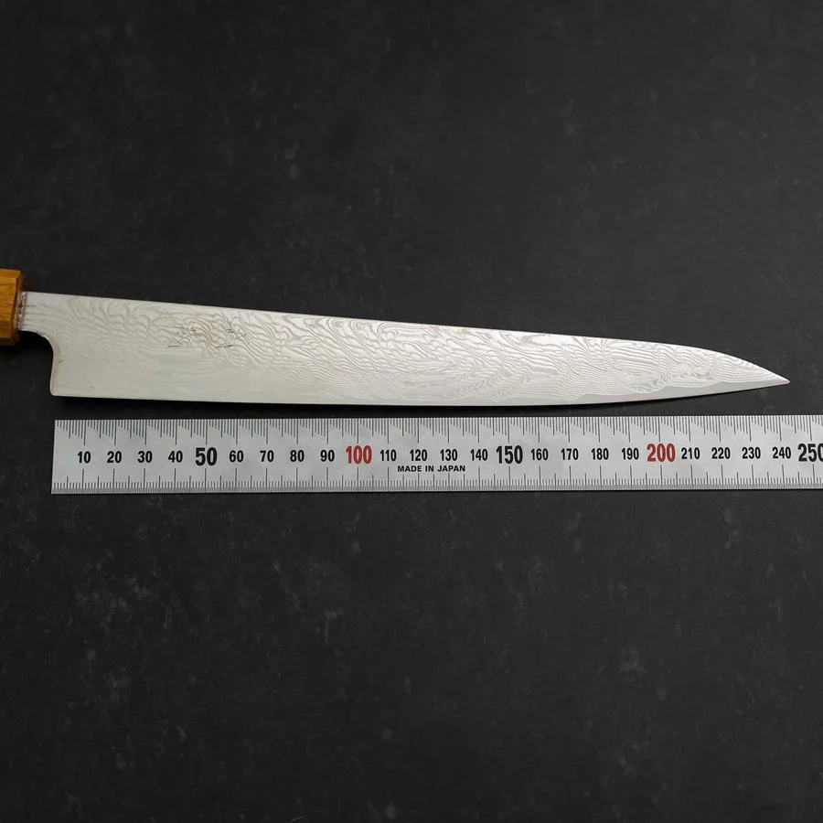 Sujihiki SLD Wellen Damast Eichenholz Griff 240mm - Image 7