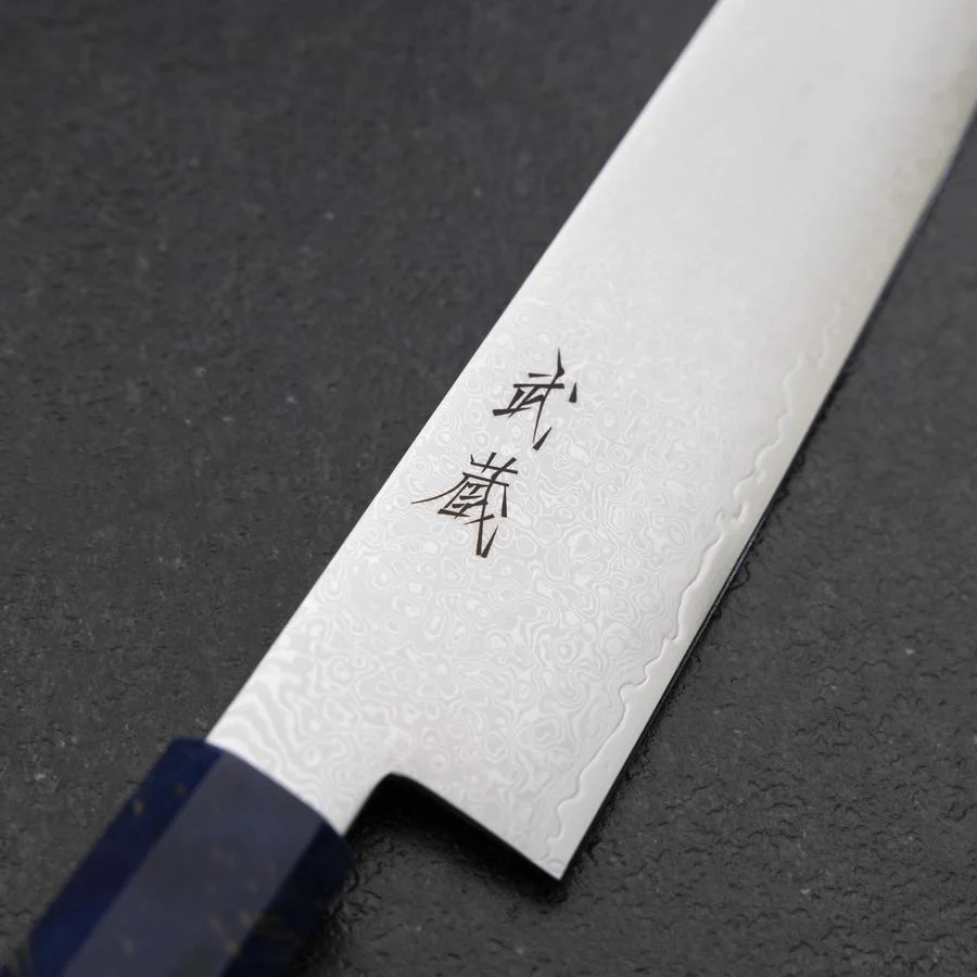 Sujihiki VG-10 Damast Blauer Birkenholz Griff 240mm - Image 3