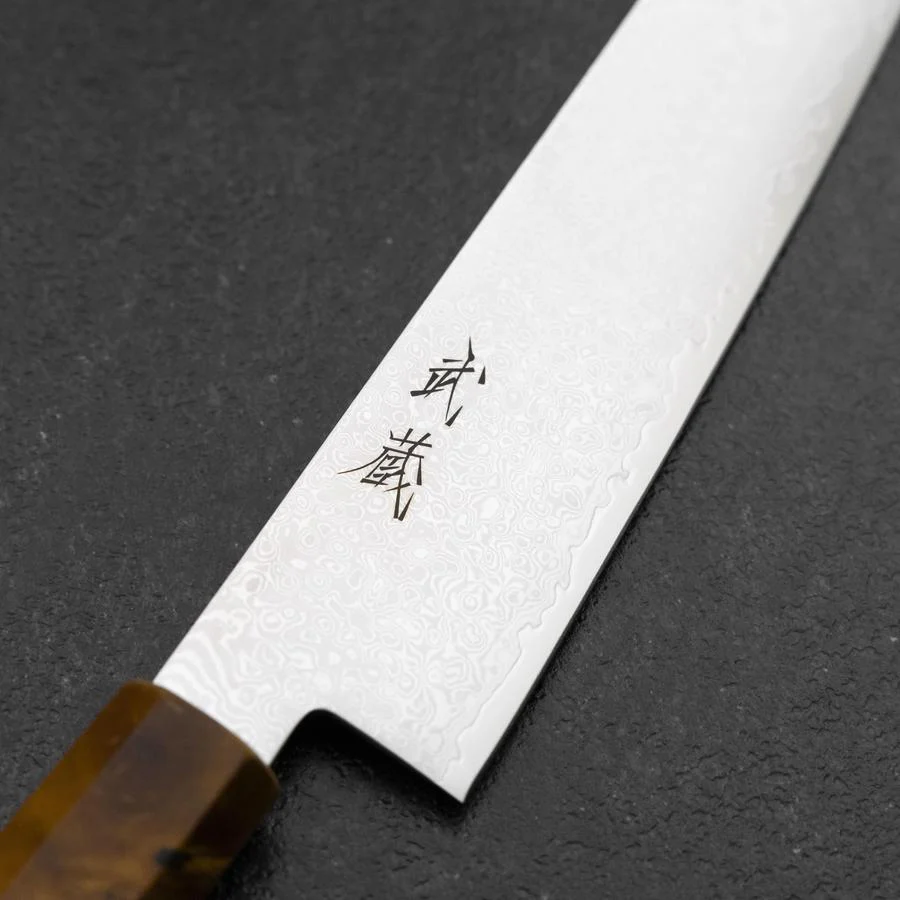 Sujihiki VG-10 Damast Gelb-Brauner Birkenholz Griff 240mm - Image 3