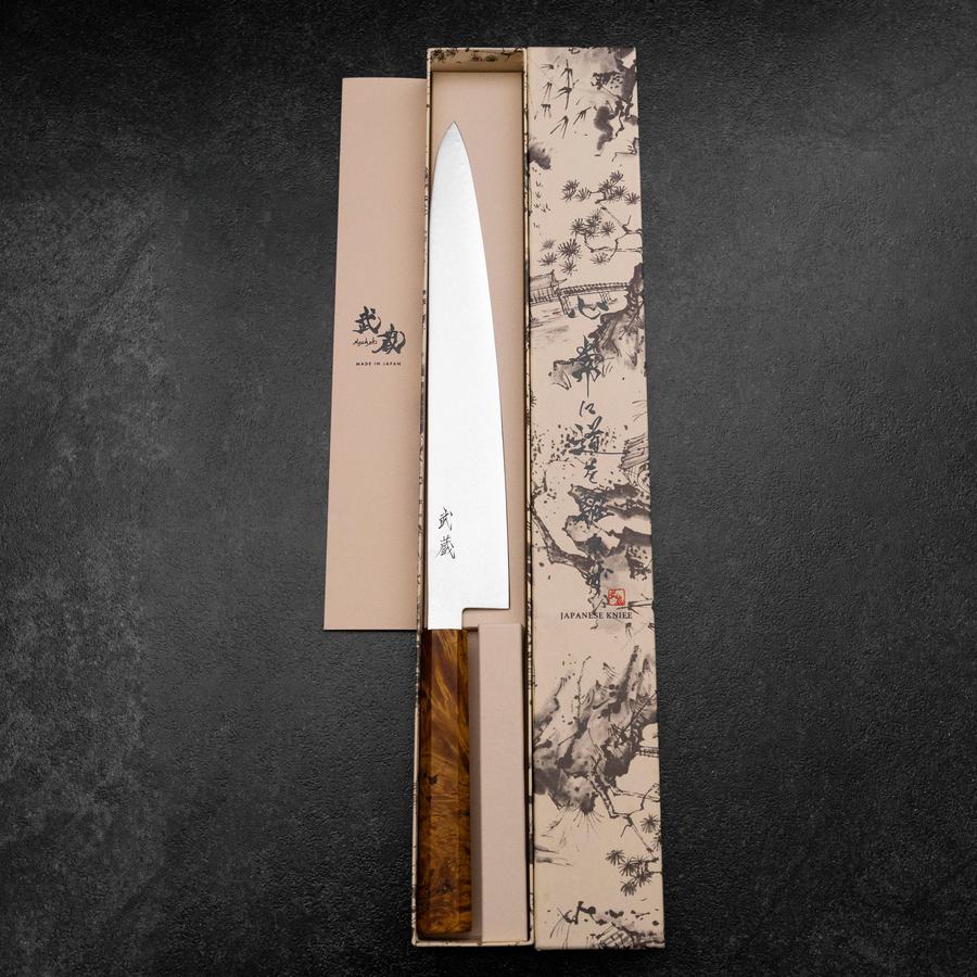Sujihiki VG-10 Damast Gelb-Brauner Birkenholz Griff 270mm - Image 8