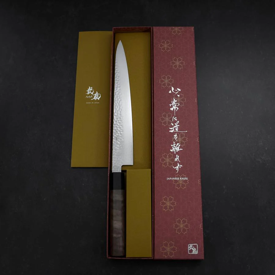 Sujihiki VG-10 Tsuchime Damast Walnussholz Griff 240mm - Image 8