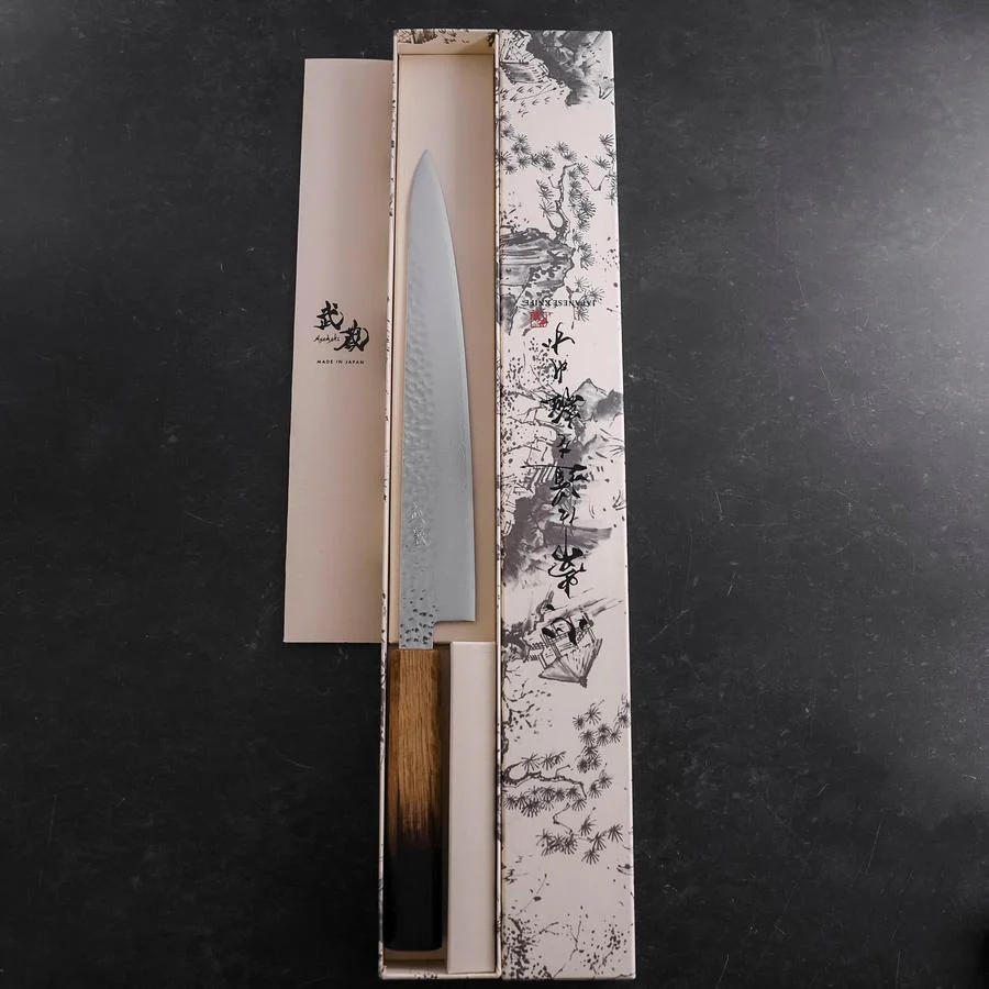 Sujihiki VG-10 Tsuchime Damast Yaki Urushi Griff 240mm - Image 8