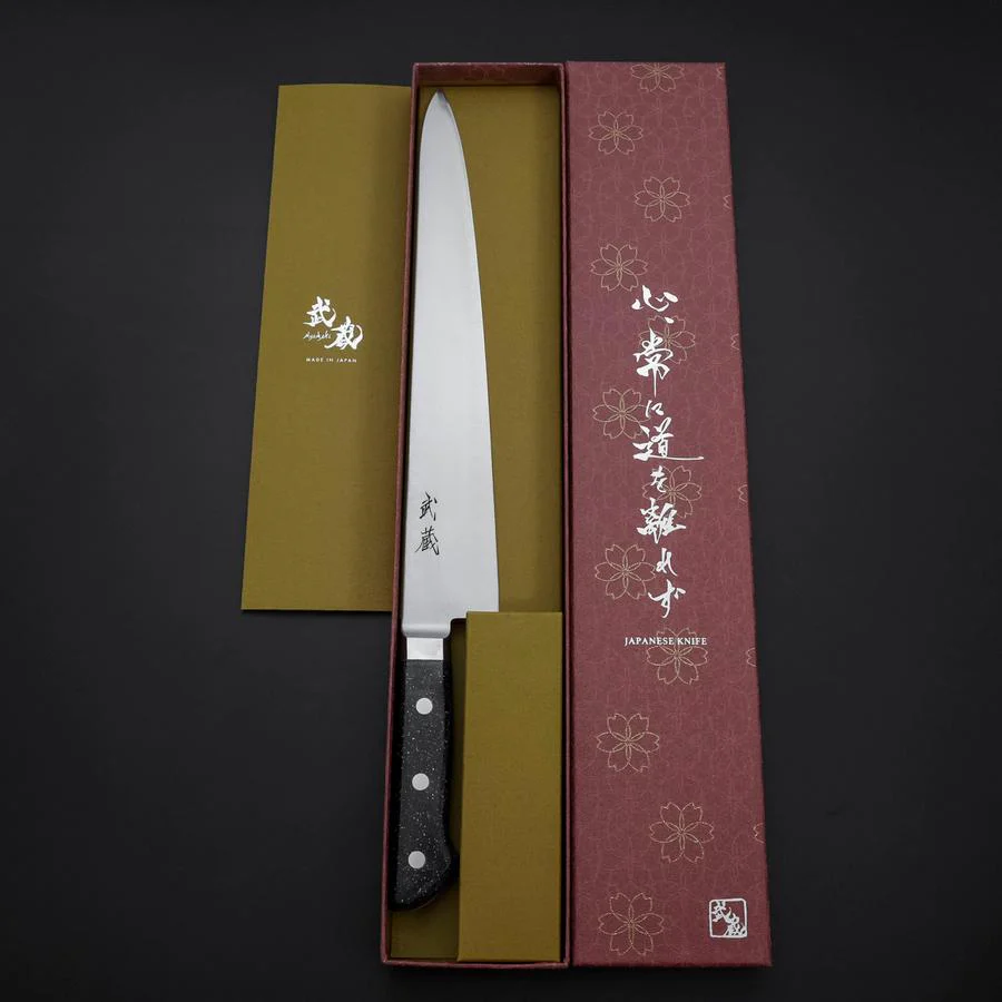 Sujihiki VG-5 Tsuchime Westlicher Schwarzer Marmorierter Griff 270mm - Image 8