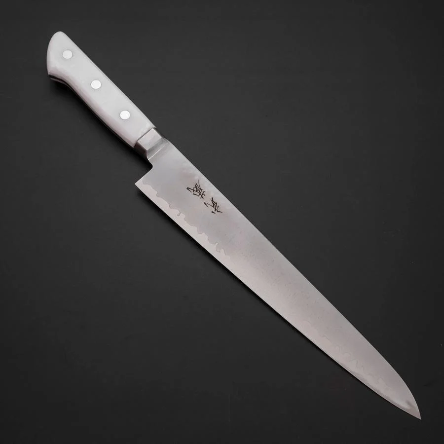 Sujihiki VG-5 Tsuchime Westlicher Weißer Marmorierter Griff 240mm