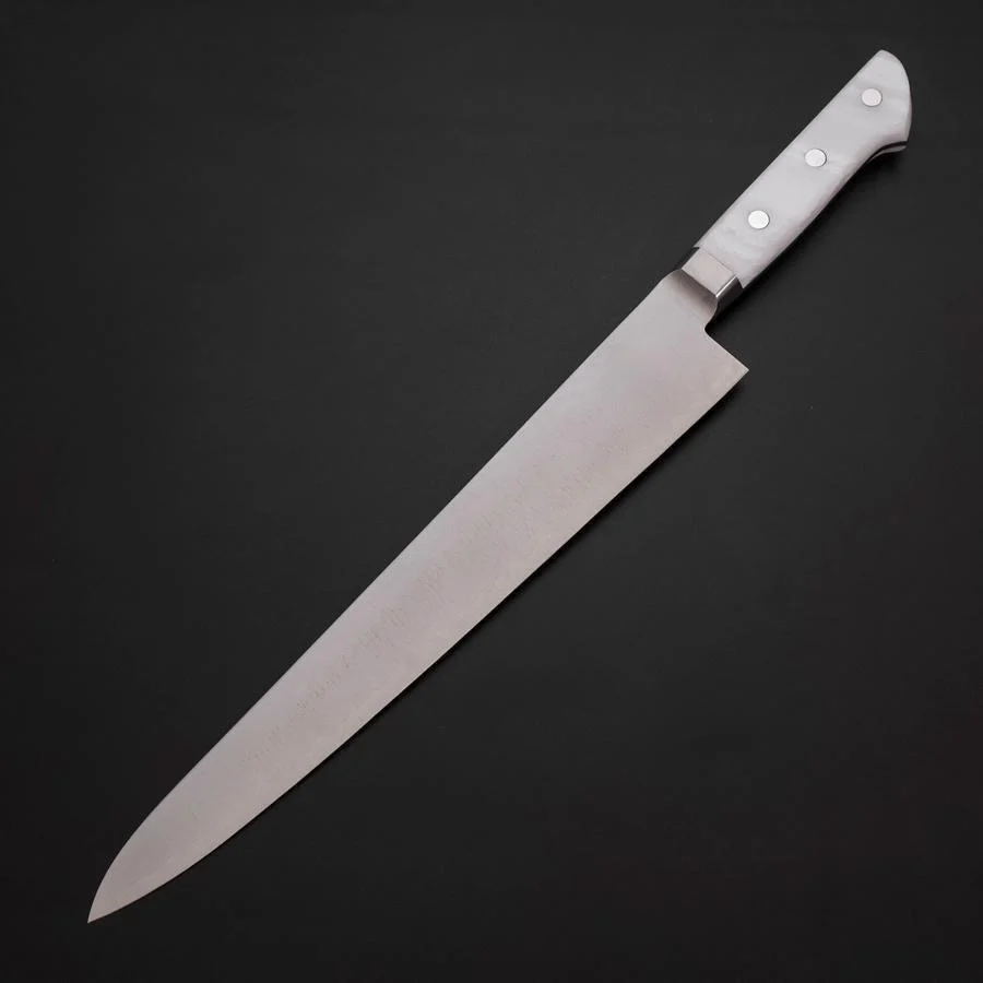Sujihiki VG-5 Tsuchime Westlicher Weißer Marmorierter Griff  270mm - Image 2