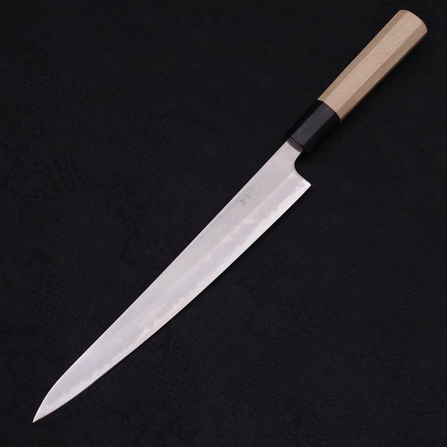 Sujihiki White Steel #1 Edelstahlummantelung Kasumi Büffelhorn und Magnolienholz Griff 240mm - Image 2