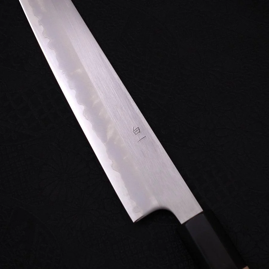 Sujihiki White Steel #1 Edelstahlummantelung Kasumi Büffelhorn und Magnolienholz Griff 240mm - Image 3