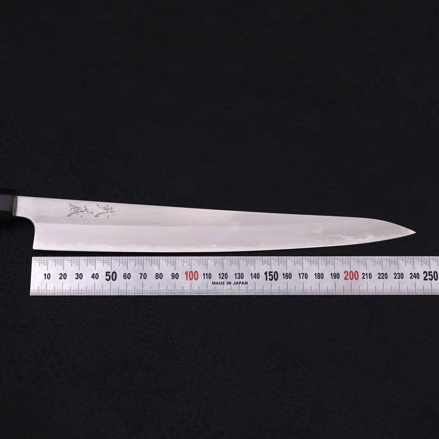 Sujihiki White Steel #1 Edelstahlummantelung Kasumi Büffelhorn und Magnolienholz Griff 240mm - Image 7
