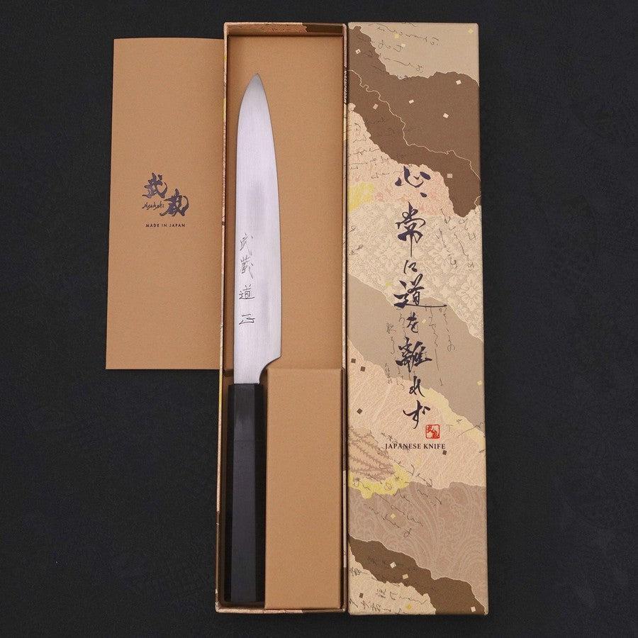 Sujihiki White Steel #2 Super Poliert Büffelhorn und Ebenholz Griff 170mm - Image 8