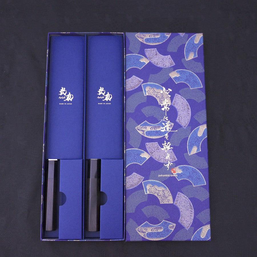 Traditionelle Blaue Washi Messer-Box-Geschenkverpackung in Blau - Image 5