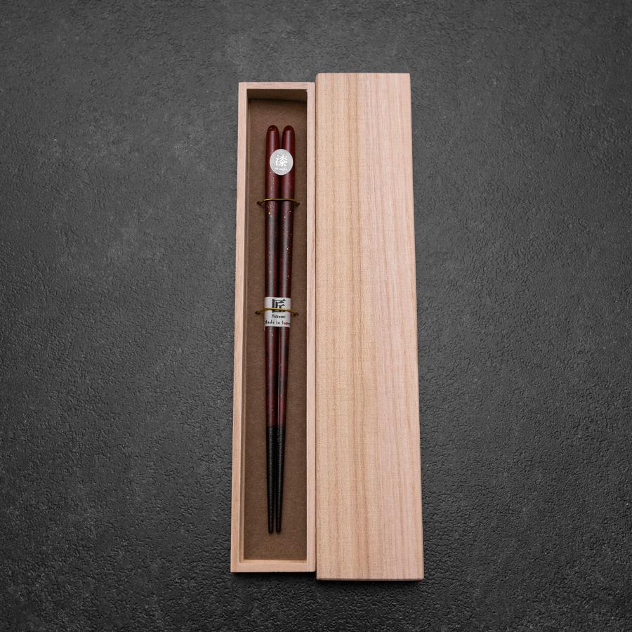 Urushi Ariake Rote Lackierte Essstäbchen 210mm mit Paulownia-Holzbox