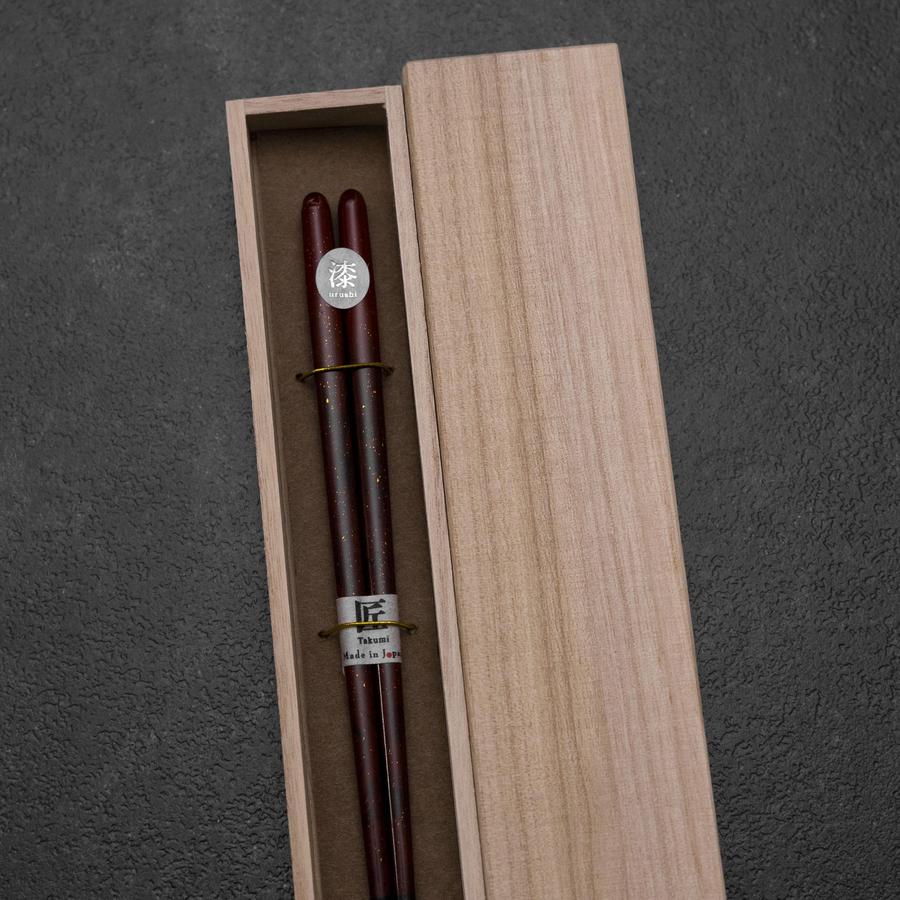 Urushi Ariake Rote Lackierte Essstäbchen 210mm mit Paulownia-Holzbox - Image 3