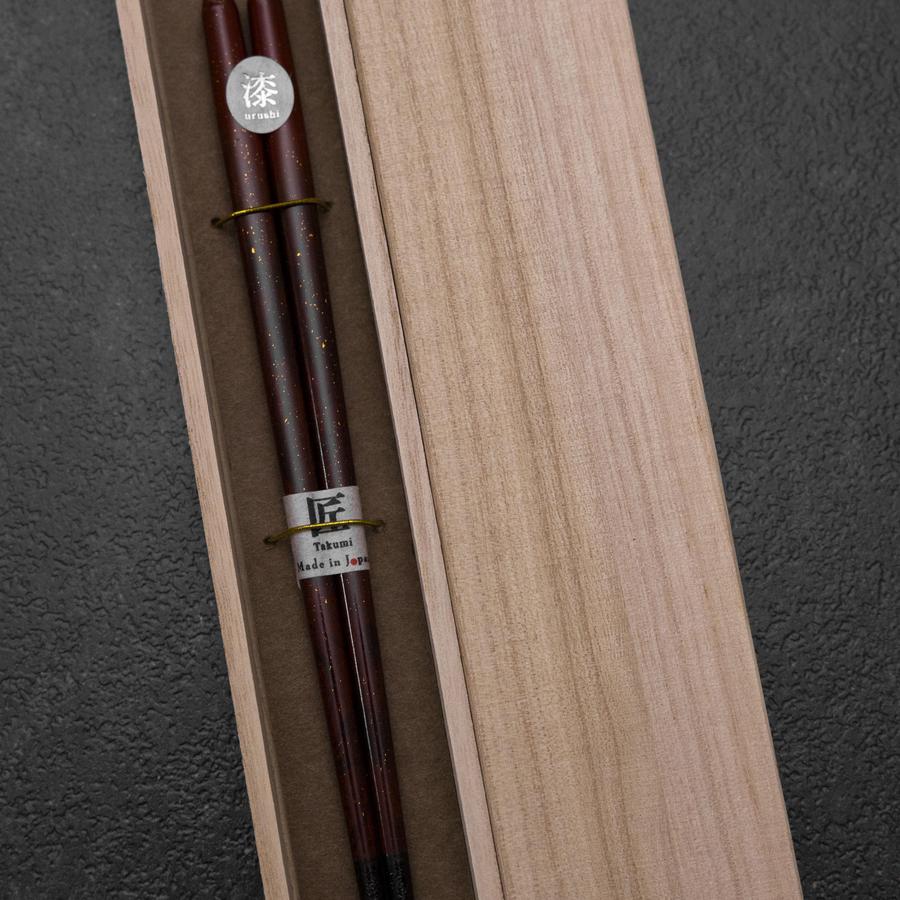 Urushi Ariake Rote Lackierte Essstäbchen 210mm mit Paulownia-Holzbox - Image 4