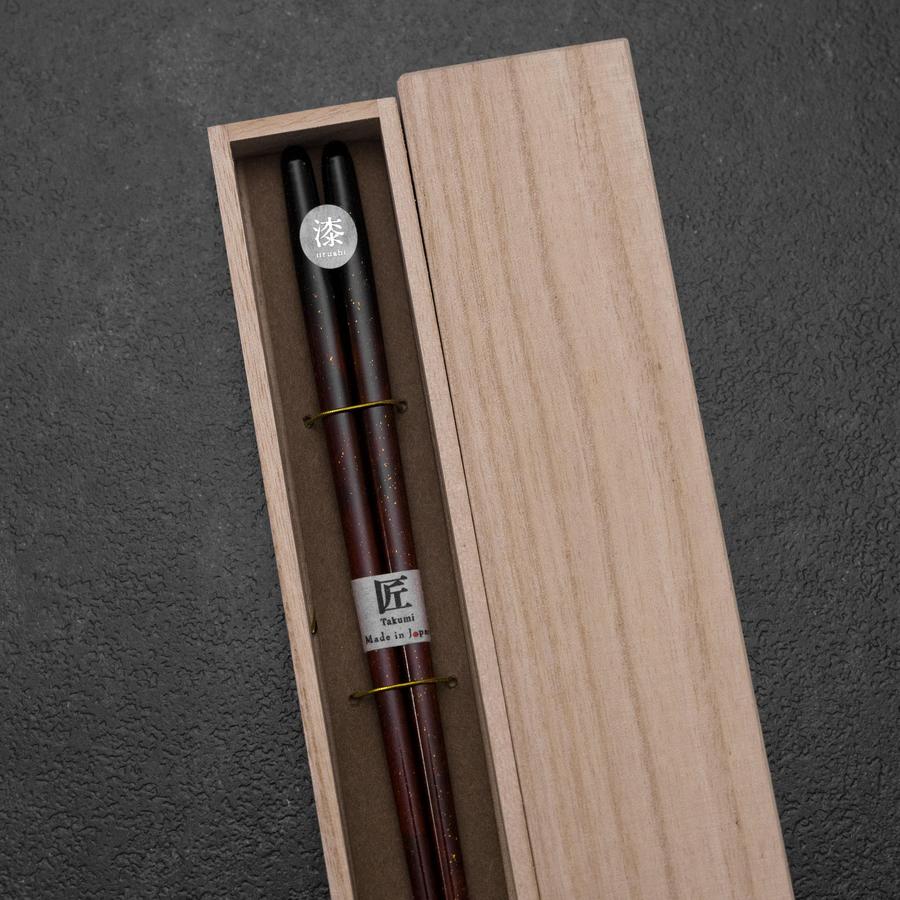 Urushi Ariake Schwarze Lackierte Essstäbchen 230mm mit Paulownia-Holzbox - Image 2