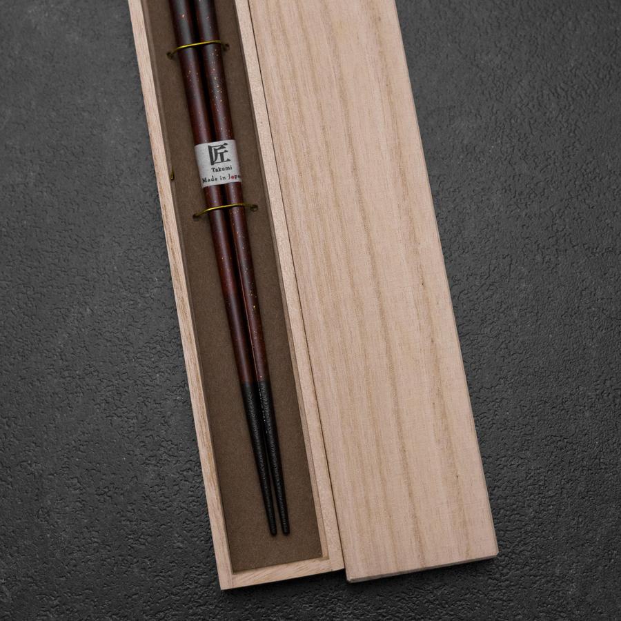 Urushi Ariake Schwarze Lackierte Essstäbchen 230mm mit Paulownia-Holzbox - Image 3