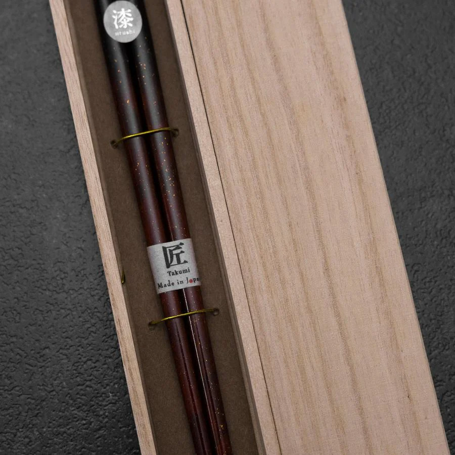 Urushi Ariake Schwarze Lackierte Essstäbchen 230mm mit Paulownia-Holzbox - Image 4