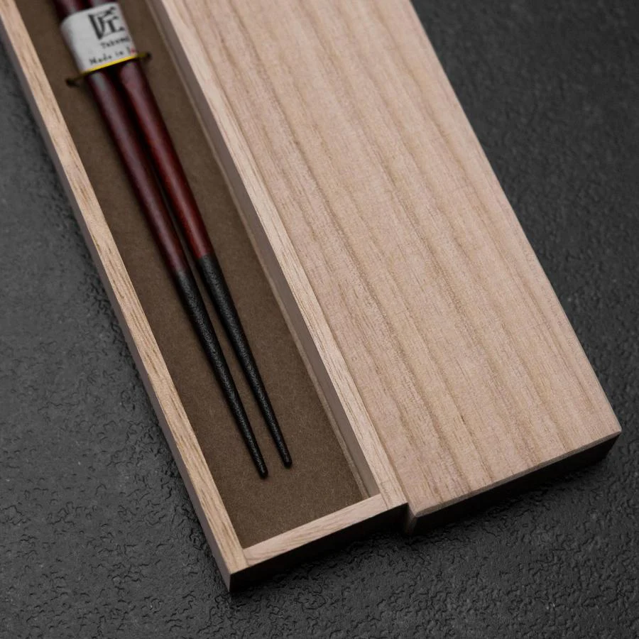 Urushi Hori Benkei Rote Lackierte Essstäbchen aus Holz 210mm mit Paulownia-Holzbox - Image 2