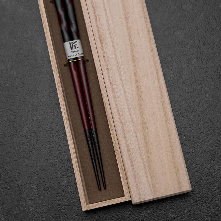 Urushi Hori Benkei Schwarze Lackierte Essstäbchen aus Holz 230mm mit Paulownia-Holzbox - Image 2