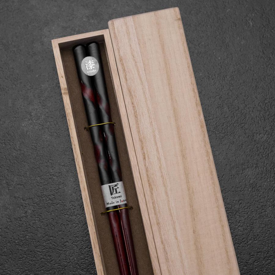 Urushi Hori Benkei Schwarze Lackierte Essstäbchen aus Holz 230mm mit Paulownia-Holzbox - Image 3