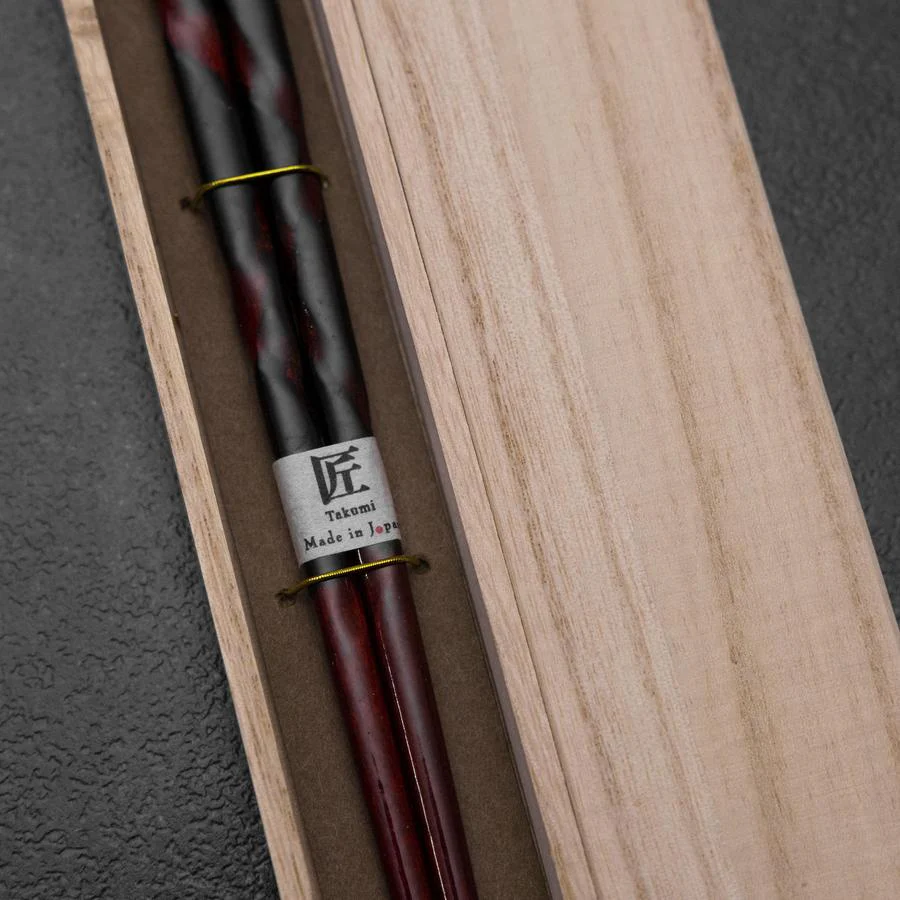 Urushi Hori Benkei Schwarze Lackierte Essstäbchen aus Holz 230mm mit Paulownia-Holzbox - Image 4