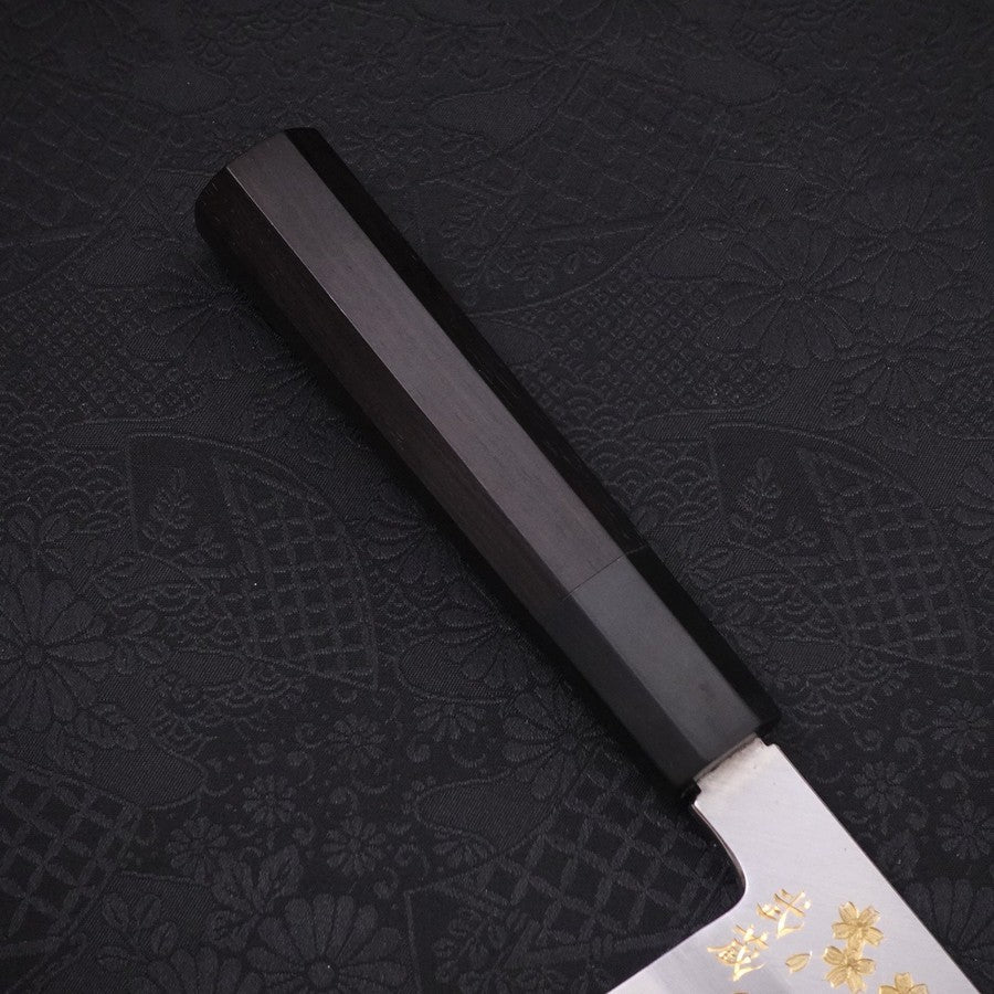 Usuba (Kanto-Stil) White Steel #2 Kasumi Chokin "Phoenix In Sakura" Büffelhorn und Ebenholz Griff 180mm - Image 7