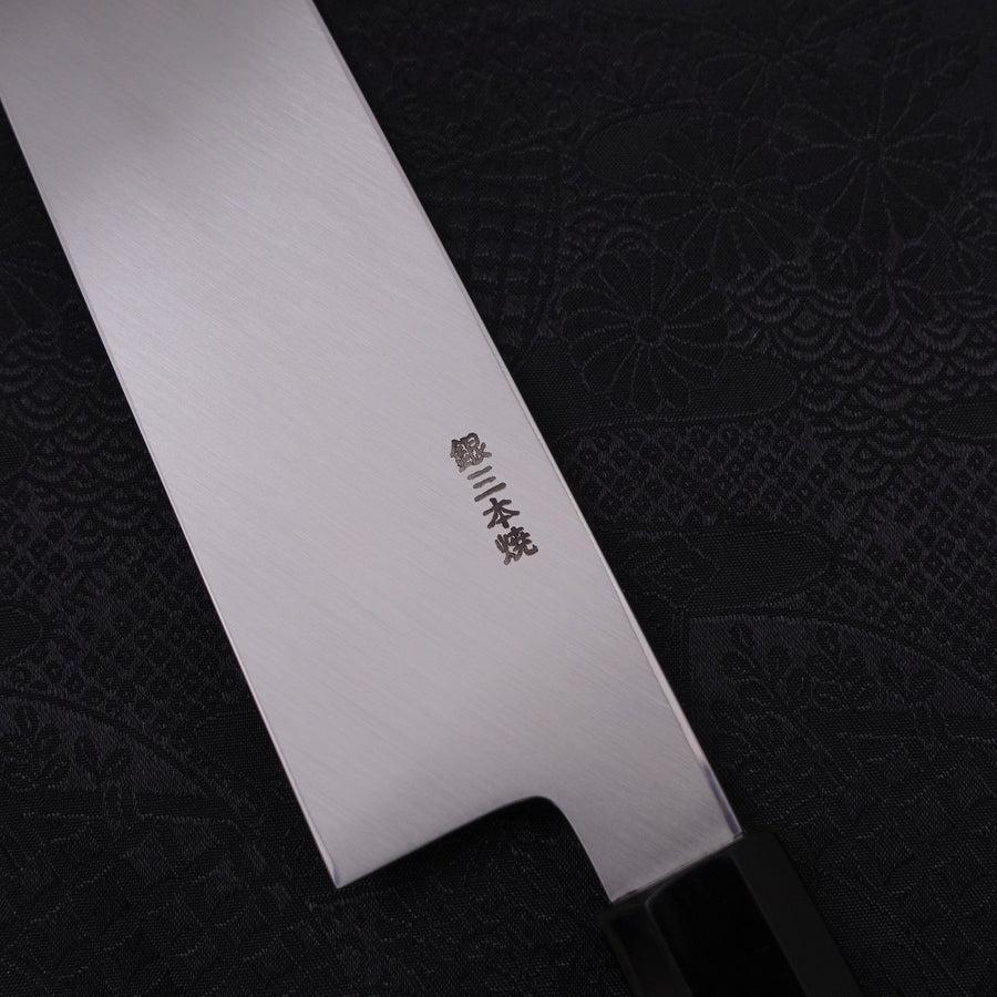 Usuba(Kanto-Stil) Honyaki Silver Steel #3 Kagami Finish Büffelhorn und Ebenholz Griff 180mm - Image 3