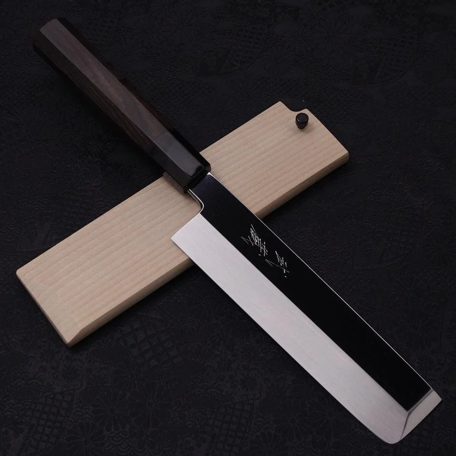 Usuba(Kanto-Stil) Honyaki Silver Steel #3 Kagami Finish Büffelhorn und Ebenholz Griff 180mm - Image 9