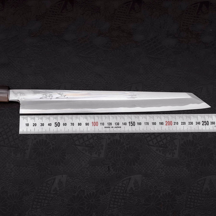 Yanagi Kiritsuke Blue Steel #1 Kasumi Büffelhorn und Ebenholz Griff 270mm - Image 7
